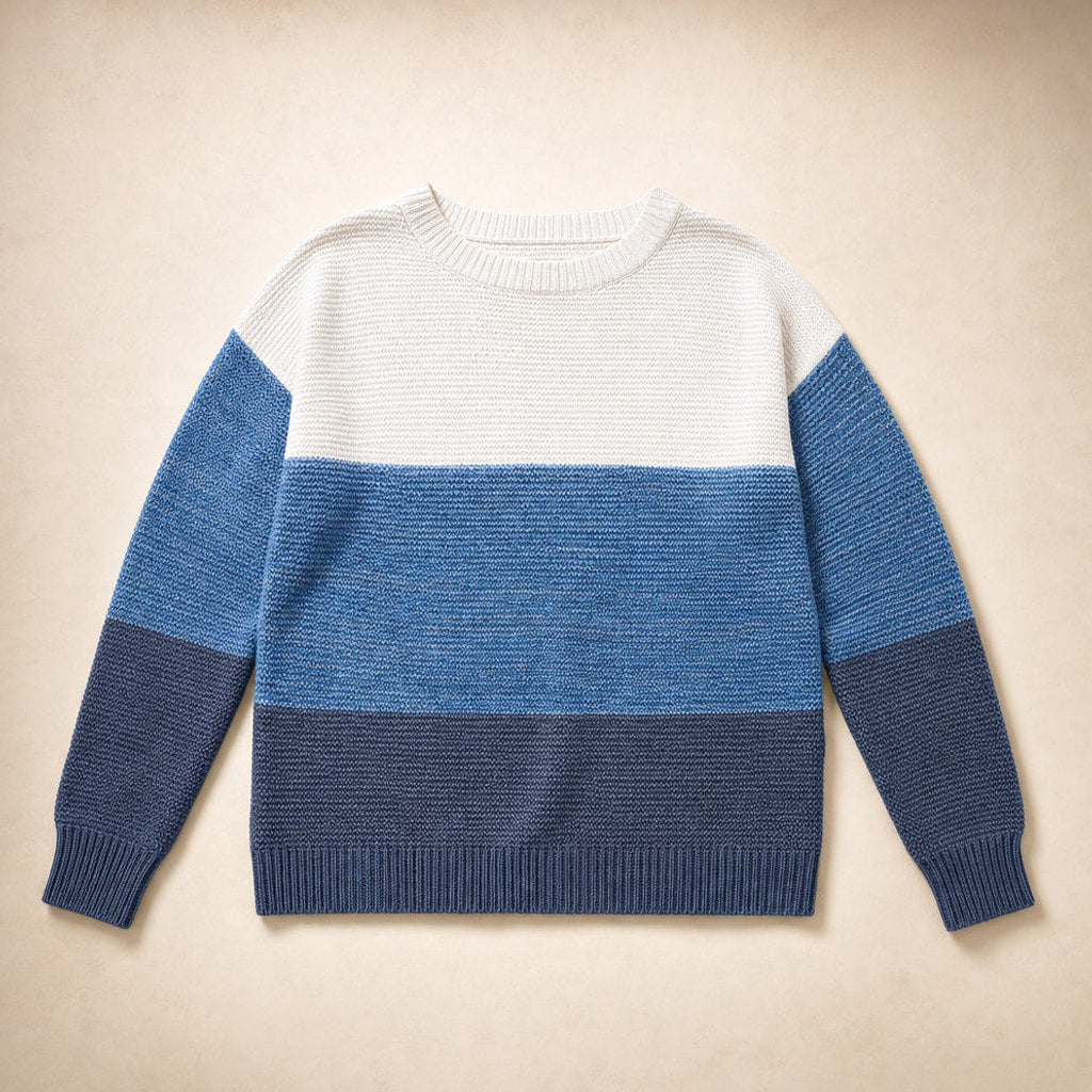 Luitgarde | Color-Block Pullover mit Rollkragen Blau – Produktfoto