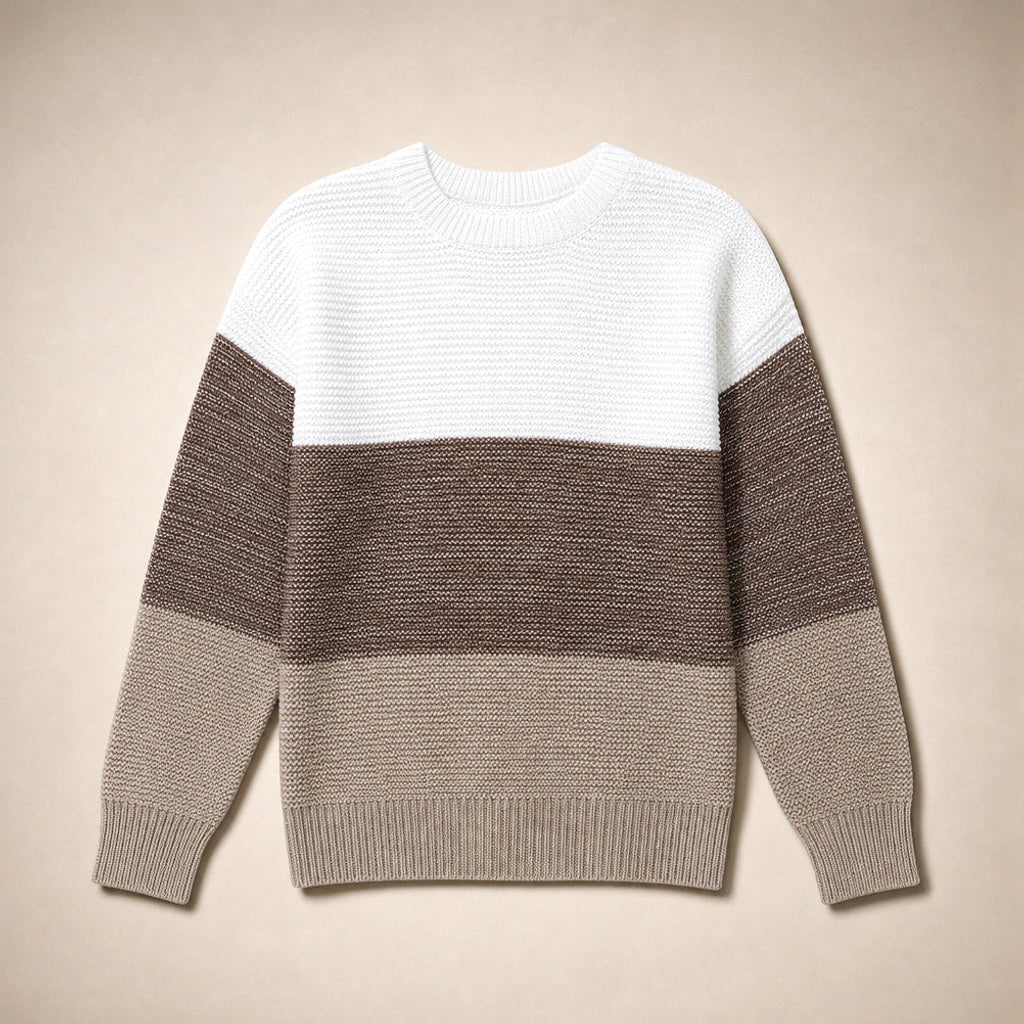 Luitgarde | Color-Block Pullover mit Rollkragen Braun – Produktfoto
