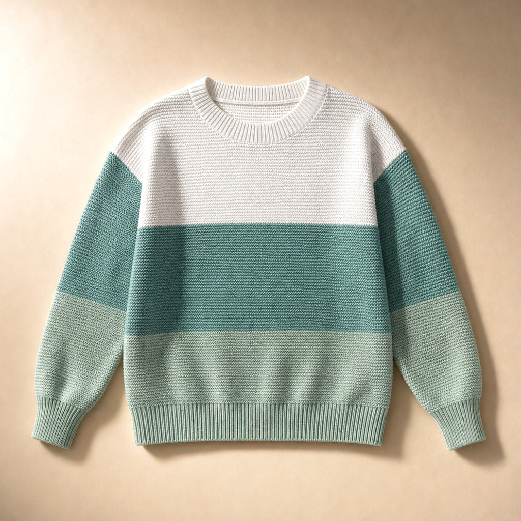 Luitgarde | Color-Block Pullover mit Rollkragen Grün – Produktfoto