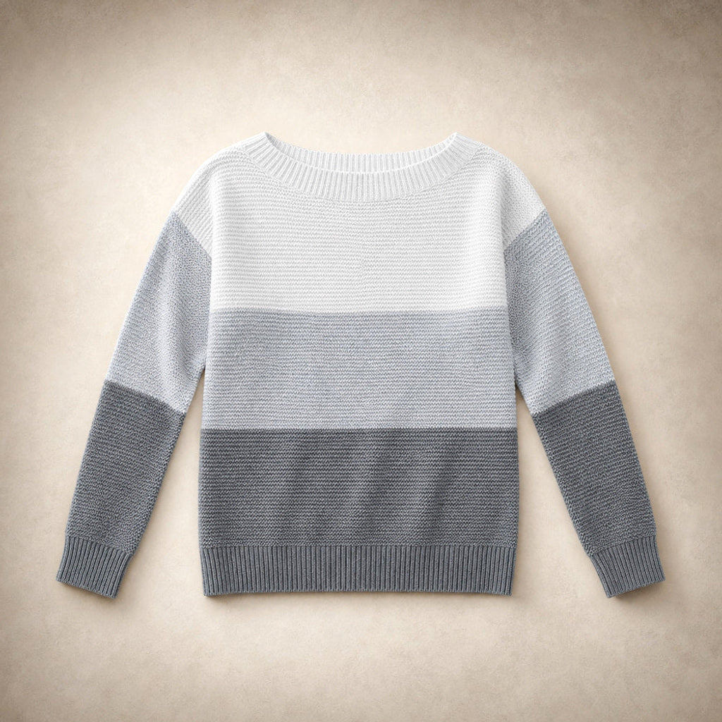 Luitgarde | Color-Block Pullover mit Rollkragen Hellgrau – Produktfoto