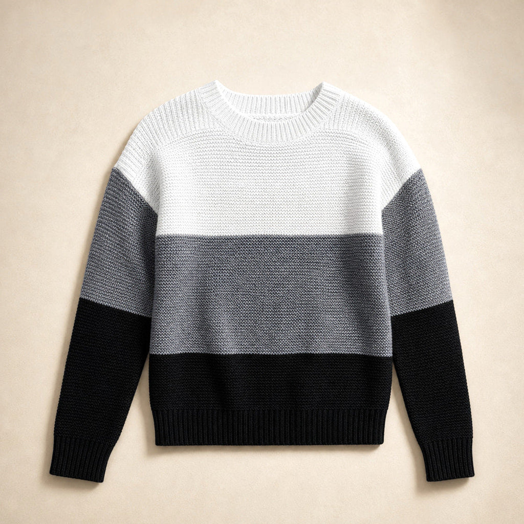 Luitgarde | Color-Block Pullover mit Rollkragen Schwarz – Produktfoto