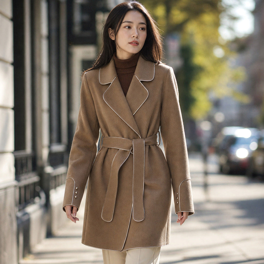 Lukas | Kurzer Trenchcoat mit Bindegürtel – Gestyltes Editorial-Foto