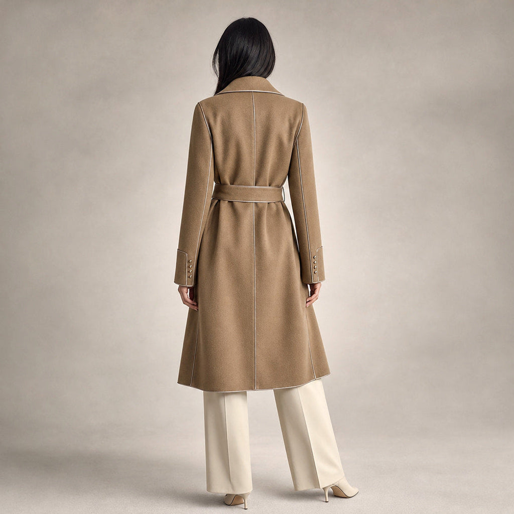 Lukas | Kurzer Trenchcoat mit Bindegürtel Braun – Gesamtlook