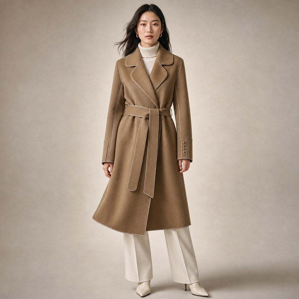 Lukas | Kurzer Trenchcoat mit Bindegürtel in Braun – Premium Editorial