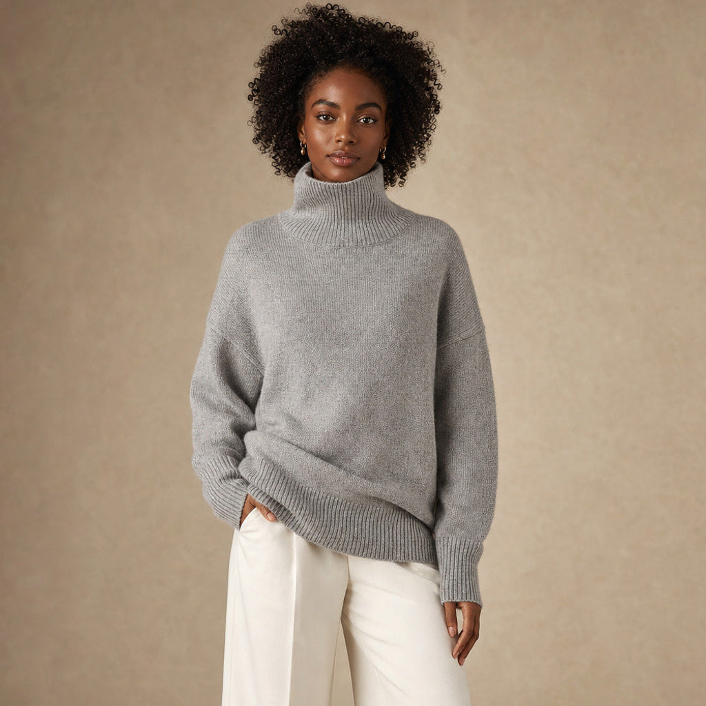 Machtilde | Rollkragenpullover Oversized mit Rippstrick in Grau – Premium Editorial
