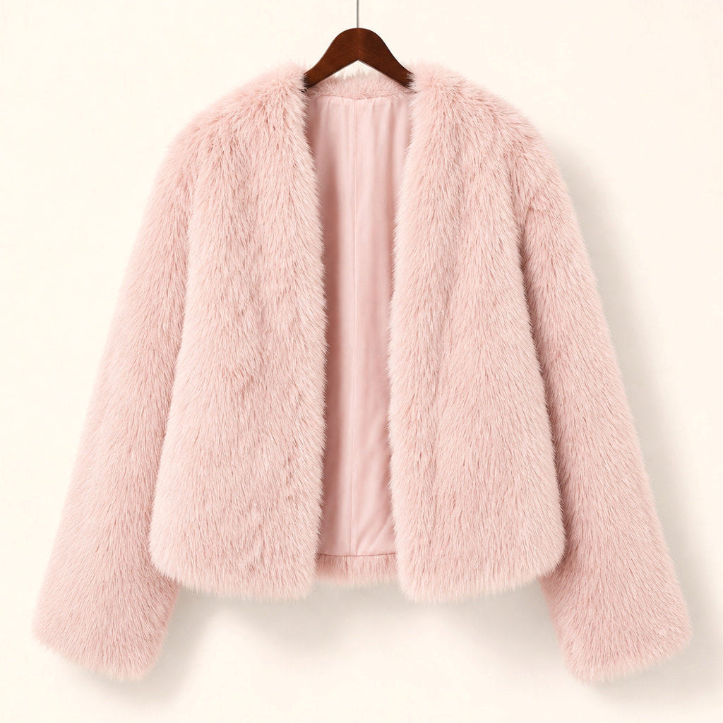 Margareta | Zottelmantel mit breitem Revers Pink – Produktfoto