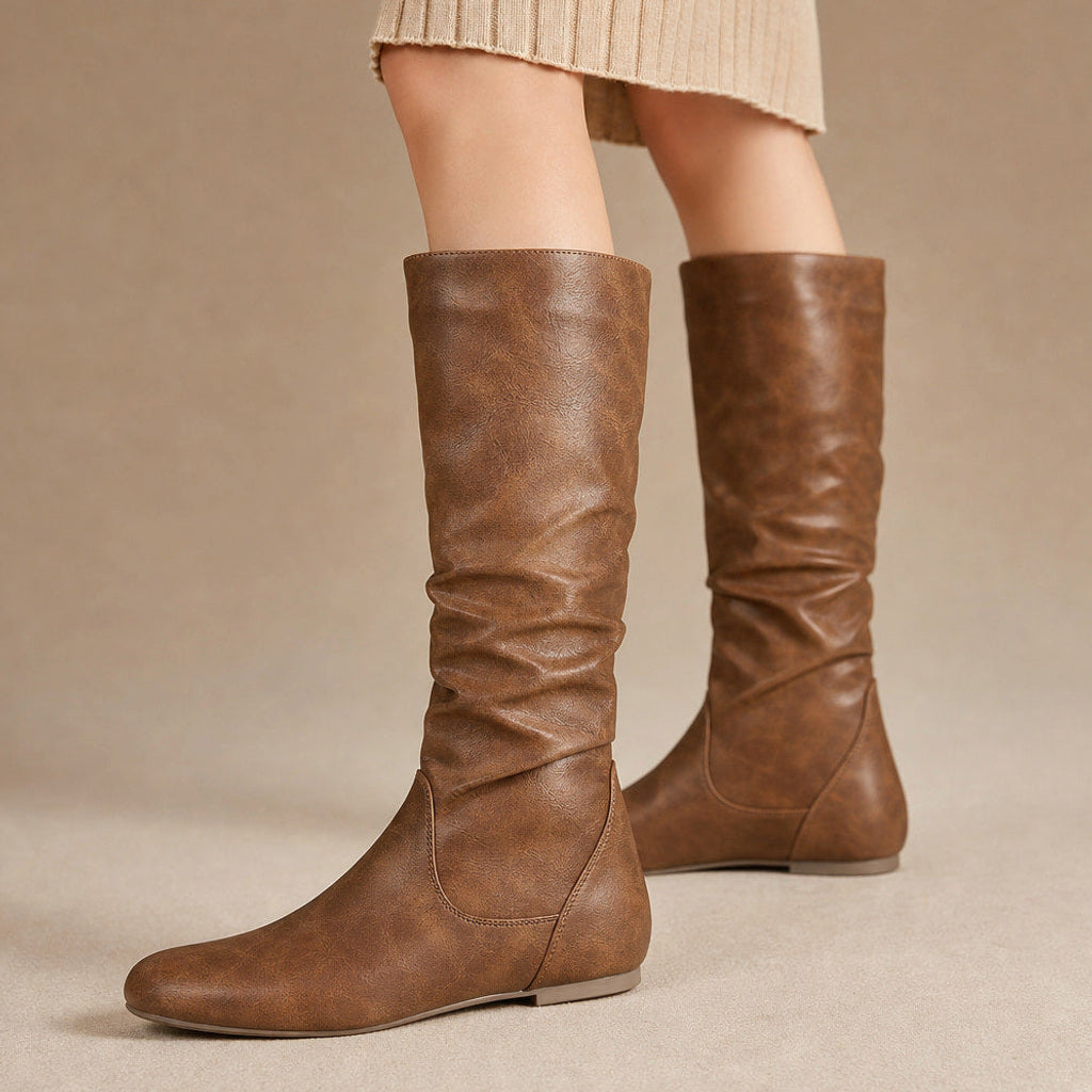 Margot | Overknee Stiefel mit gerafftem Schaft Hellbraun – Produktfoto