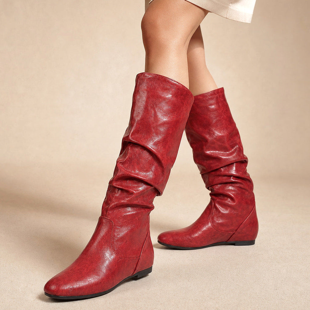 Margot | Overknee Stiefel mit gerafftem Schaft Rot – Produktfoto