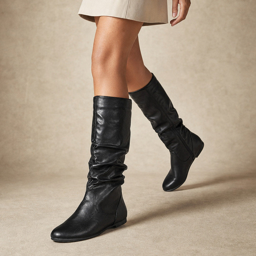 Margot | Overknee Stiefel mit gerafftem Schaft Schwarz – Produktfoto