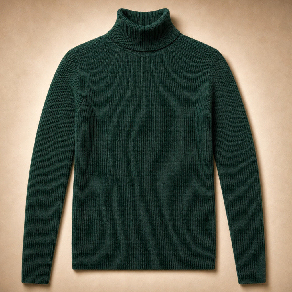 Metta | Rollkragenpullover aus Feinrippstrick Grün – Produktfoto
