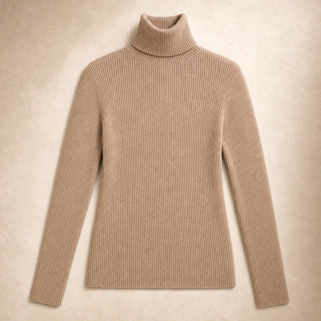 Metta | Rollkragenpullover aus Feinrippstrick Khaki – Produktfoto