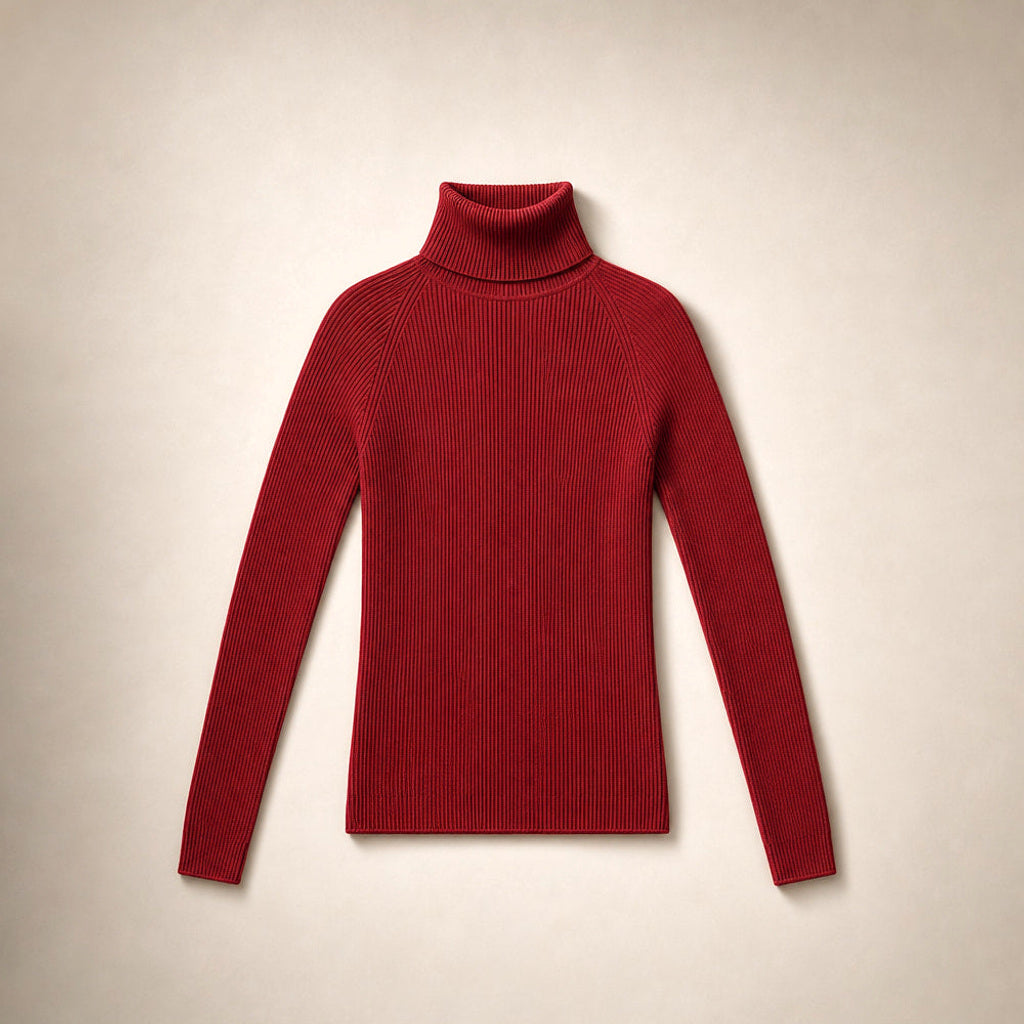 Metta | Rollkragenpullover aus Feinrippstrick Rot – Produktfoto
