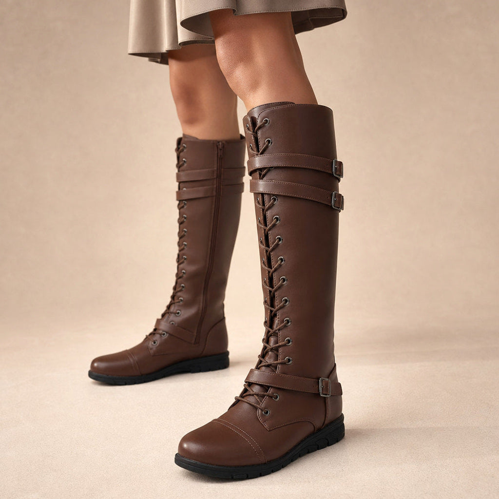 Odilia | Kniehohe Stiefel mit Plateausohle – Premium Editorial