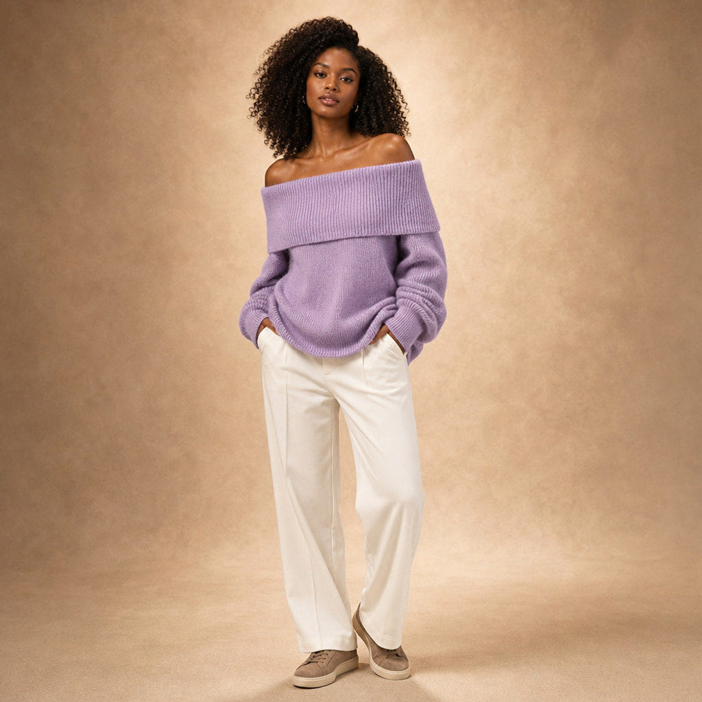 Odilie | Off-Shoulder-Pullover mit Longline-Schnitt – Produktfoto