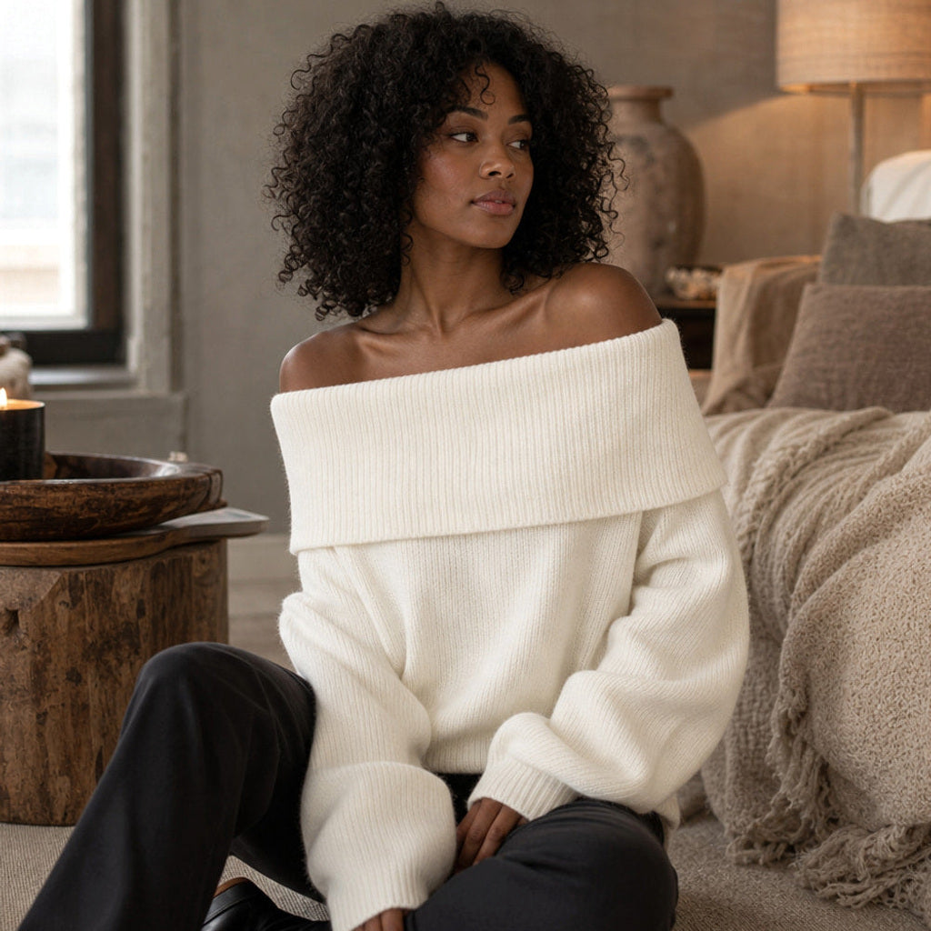 Odilie | Off-Shoulder-Pullover mit Longline-Schnitt – Produktfoto
