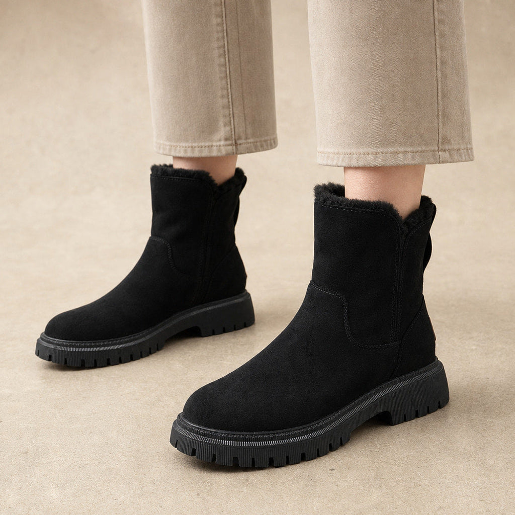 Oelke | Winterstiefelette zum Hineinschlüpfen mit Fleecefutter Schwarz – Produktfoto