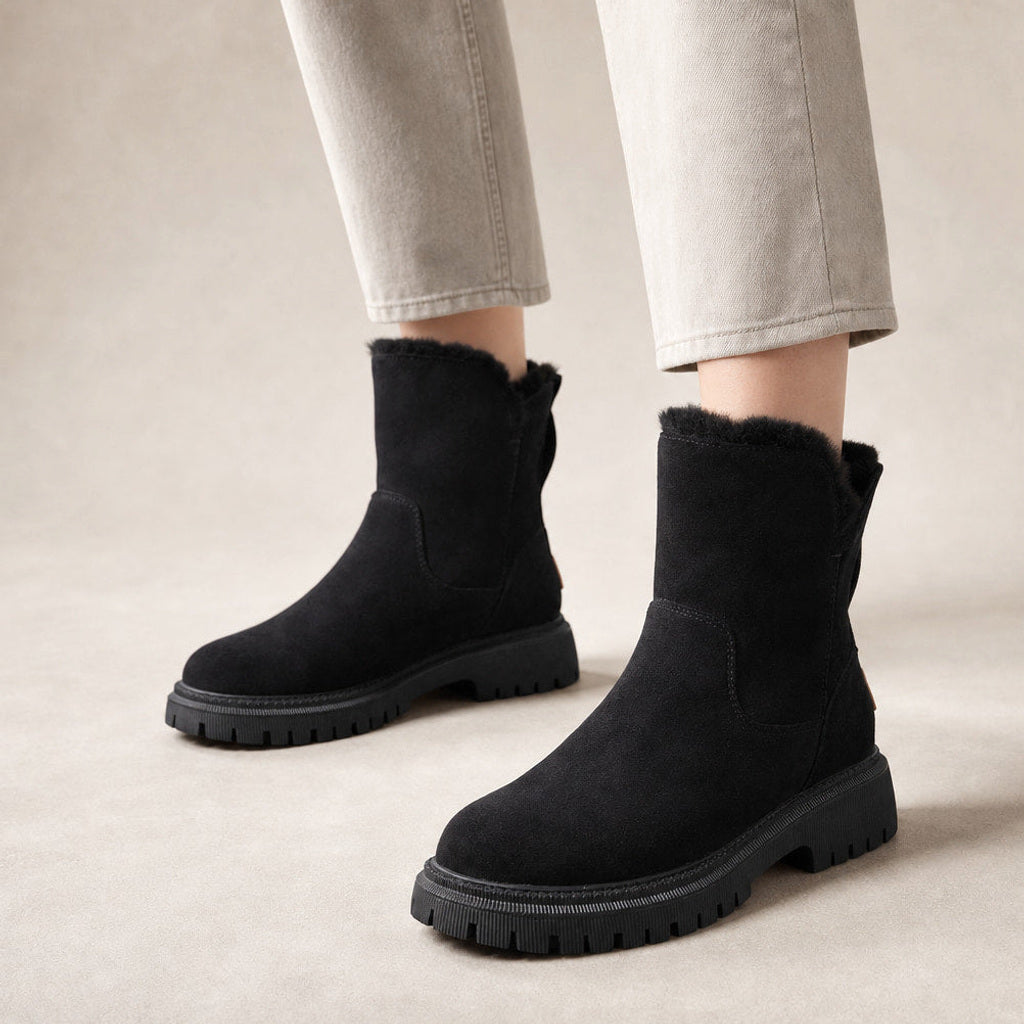 Oelke | Winterstiefelette zum Hineinschlüpfen mit Fleecefutter in Schwarz – Premium Editorial