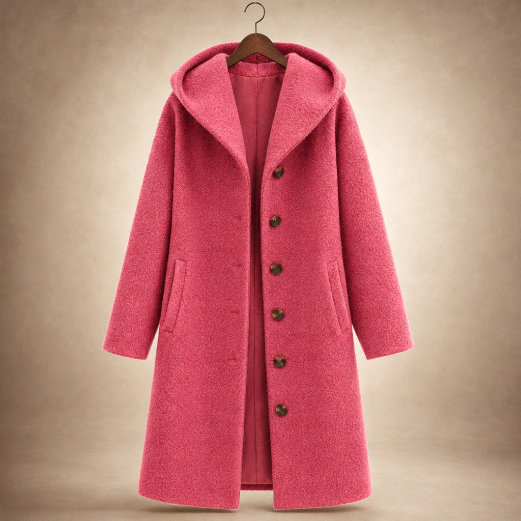 Ofka | Lange Winterjacke mit schmalem Schnitt Dunkelrosa – Produktfoto
