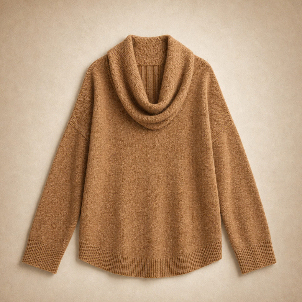Olesha | Rollkragenpullover mit Wasserfallkragen Braun – Produktfoto