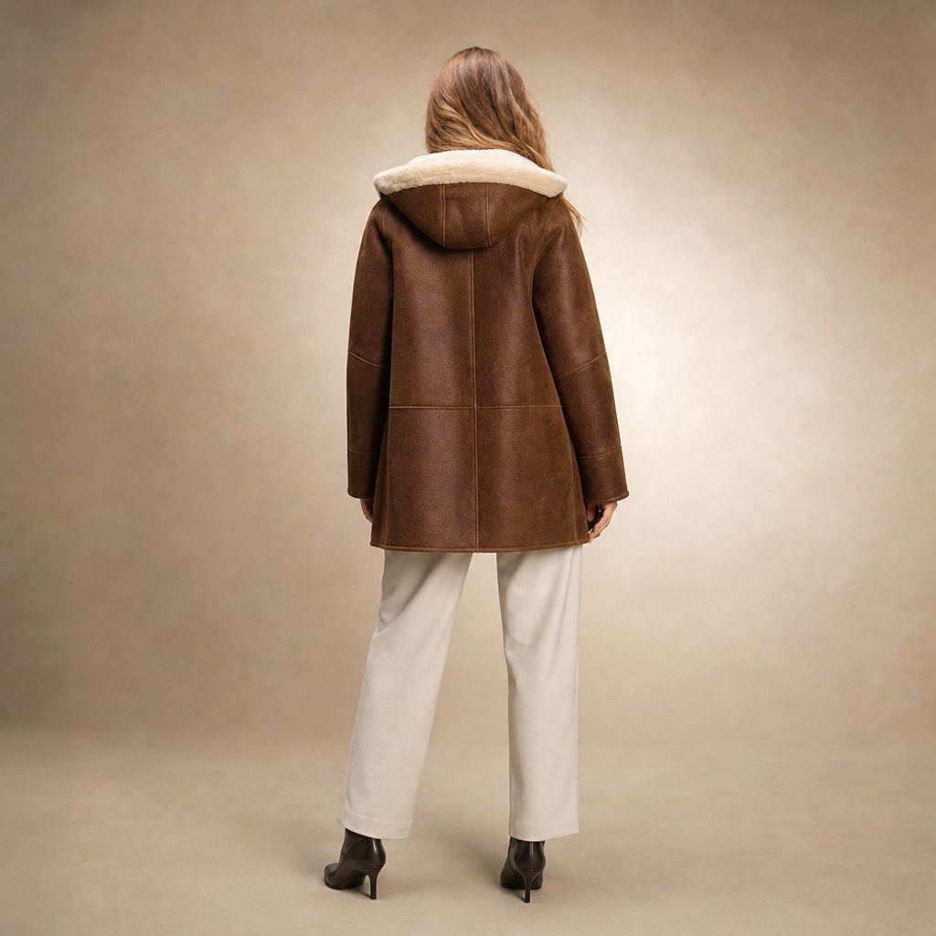 Otokar | Langer Steppmantel mit Kapuze Braun Braun – Gesamtlook