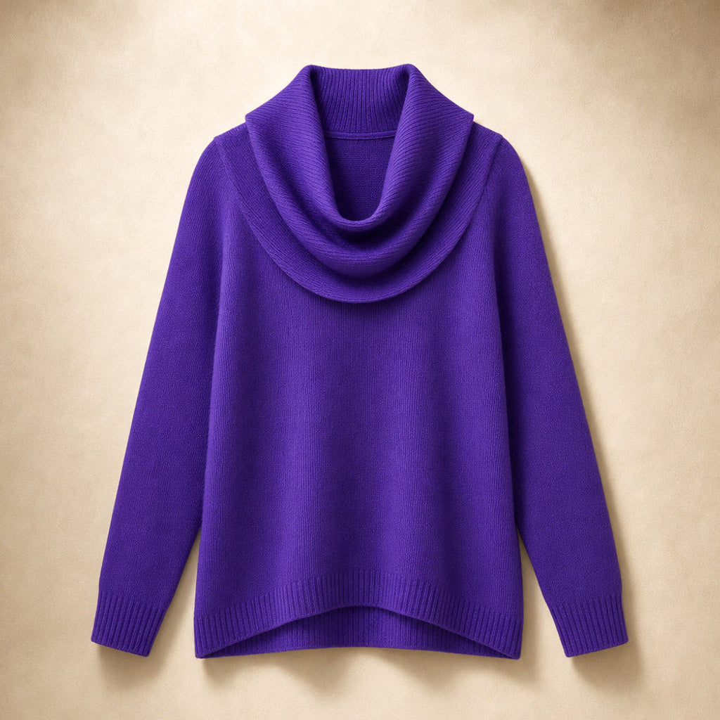 Ragintraud | Rollkragenpullover mit drapiertem Kragen Lila – Produktfoto