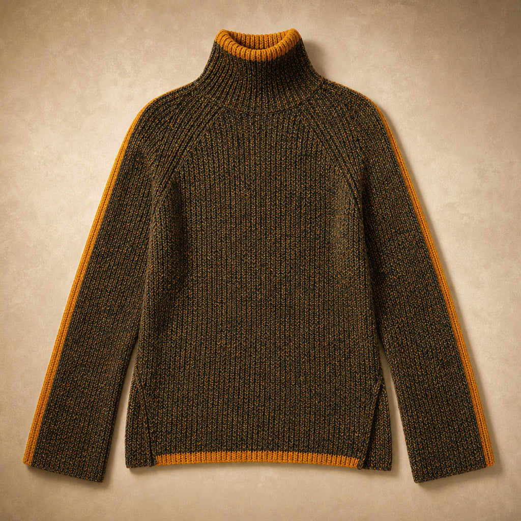 Ramtrud | Rollkragenpullover mit Melange-Strick Braun Braun – Produktfoto