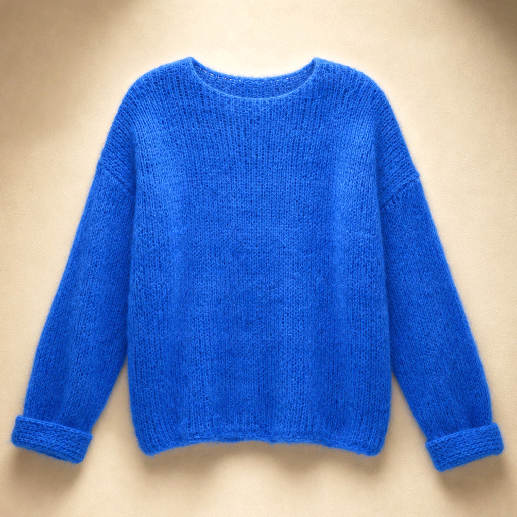 Regindis | Oversized Strickpullover mit Fallschulter Blau – Produktfoto