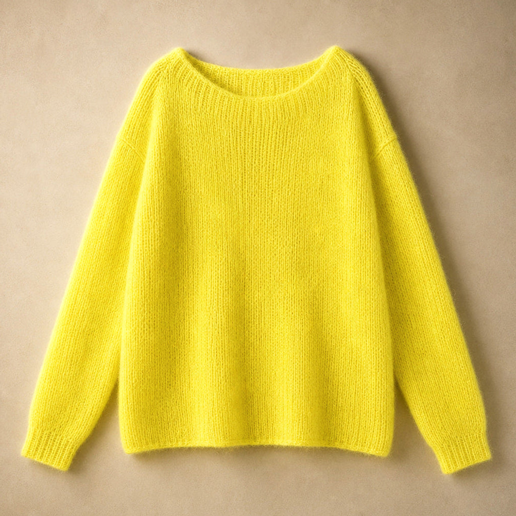 Regindis | Oversized Strickpullover mit Fallschulter Gelb – Produktfoto