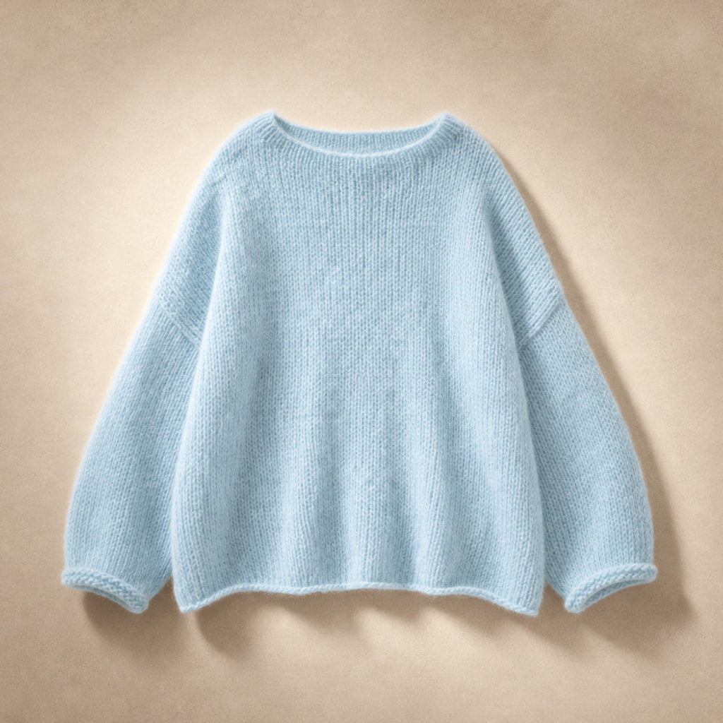Regindis | Oversized Strickpullover mit Fallschulter Hellblau – Produktfoto