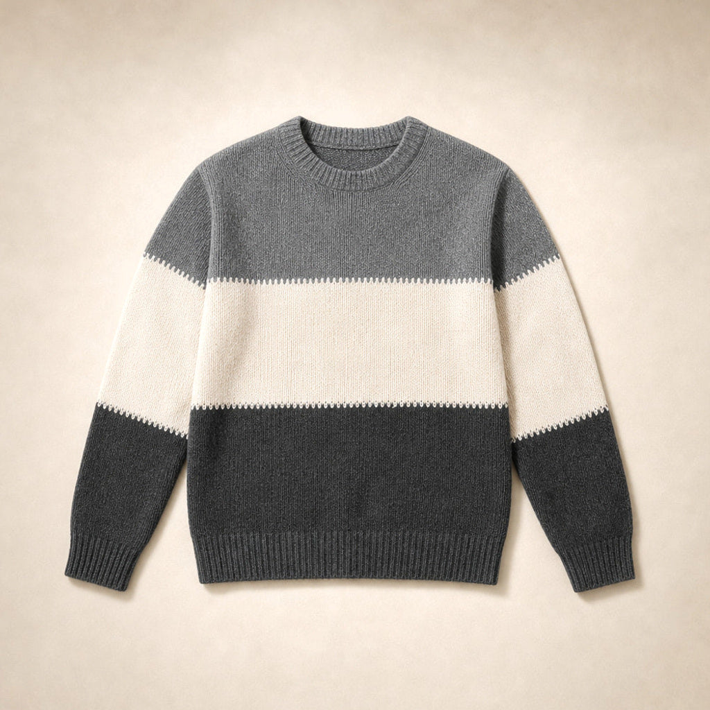 Reinelde | Colourblock-Pullover mit Rundhalsausschnitt Gray Charcoal – Produktfoto