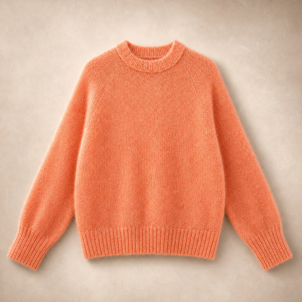 Reinhilde | Flauschstrick-Pullover mit Raglanärmeln Coral Orange – Produktfoto