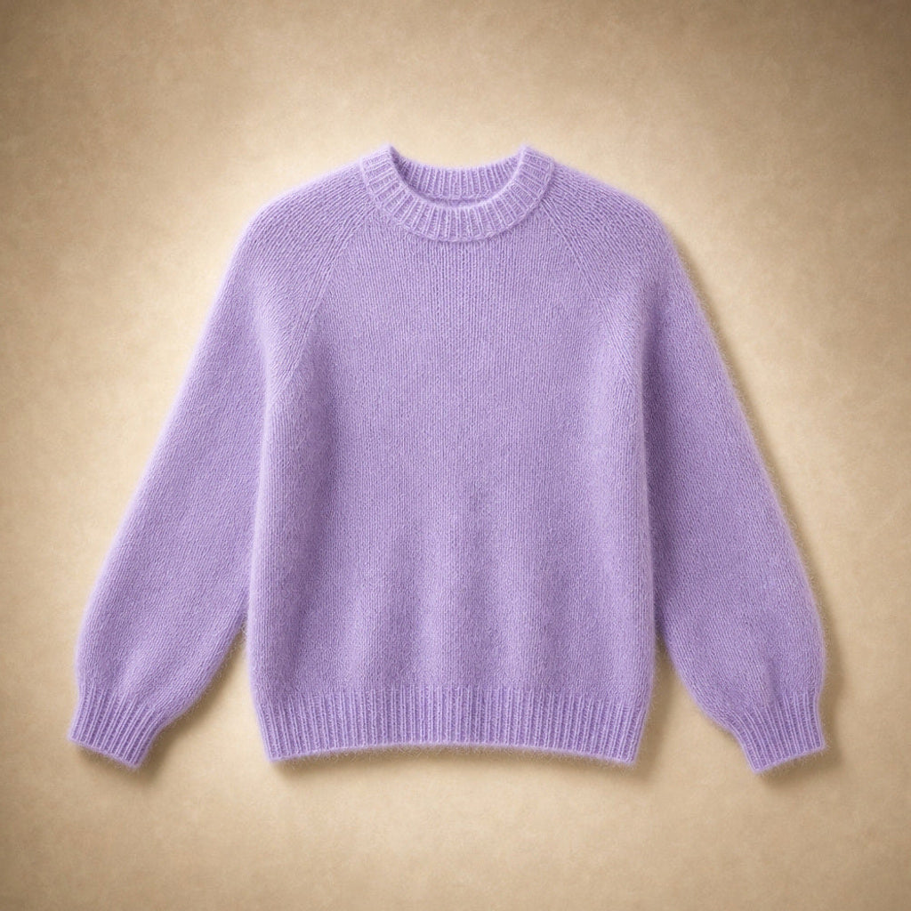 Reinhilde | Flauschstrick-Pullover mit Raglanärmeln Hazy Purple – Produktfoto