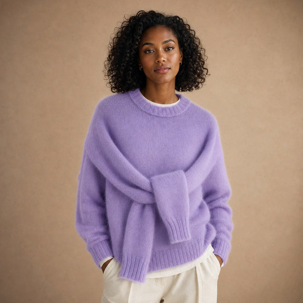 Reinhilde | Flauschstrick-Pullover mit Raglanärmeln in Hazy Purple – Premium Editorial
