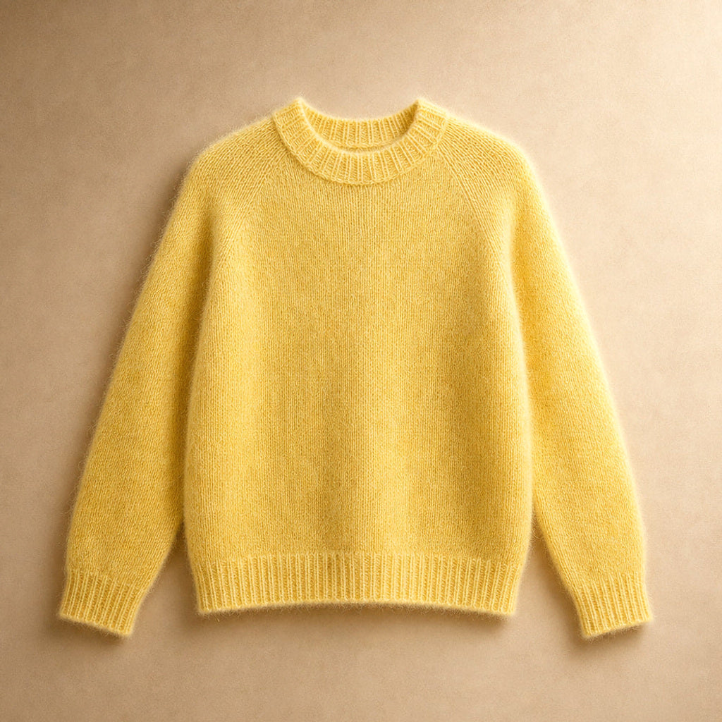 Reinhilde | Flauschstrick-Pullover mit Raglanärmeln Lemon Yellow – Produktfoto