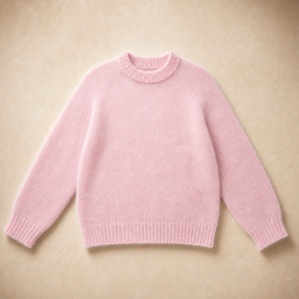 Reinhilde | Flauschstrick-Pullover mit Raglanärmeln Pink – Produktfoto