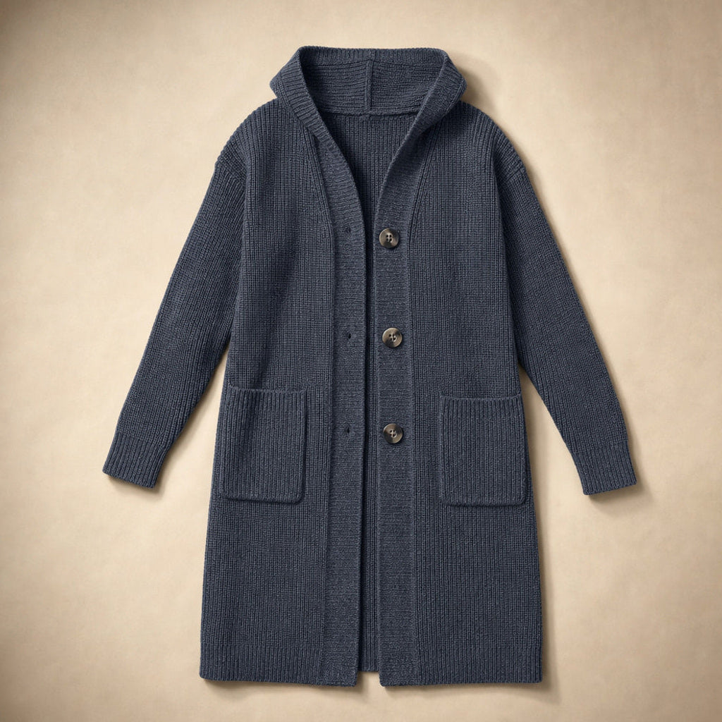 Reinhilt | Lange Strickjacke mit Zierknöpfen – Produktfoto