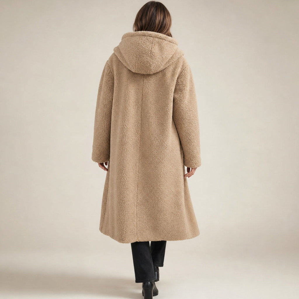 Reinka | Teddymantel mit Fleecefutter Beige – Gesamtlook
