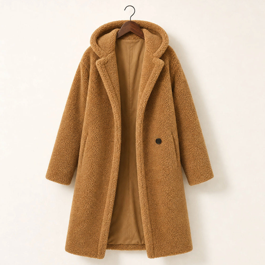 Reinka | Teddymantel mit Fleecefutter Camel – Produktfoto