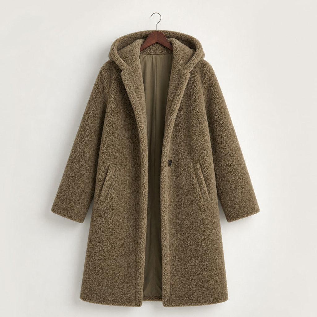 Reinka | Teddymantel mit Fleecefutter Khaki – Produktfoto