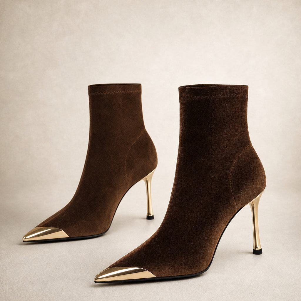 Reintraud | Chelsea Boots Plateau mit Goldkappe – Gesamtlook