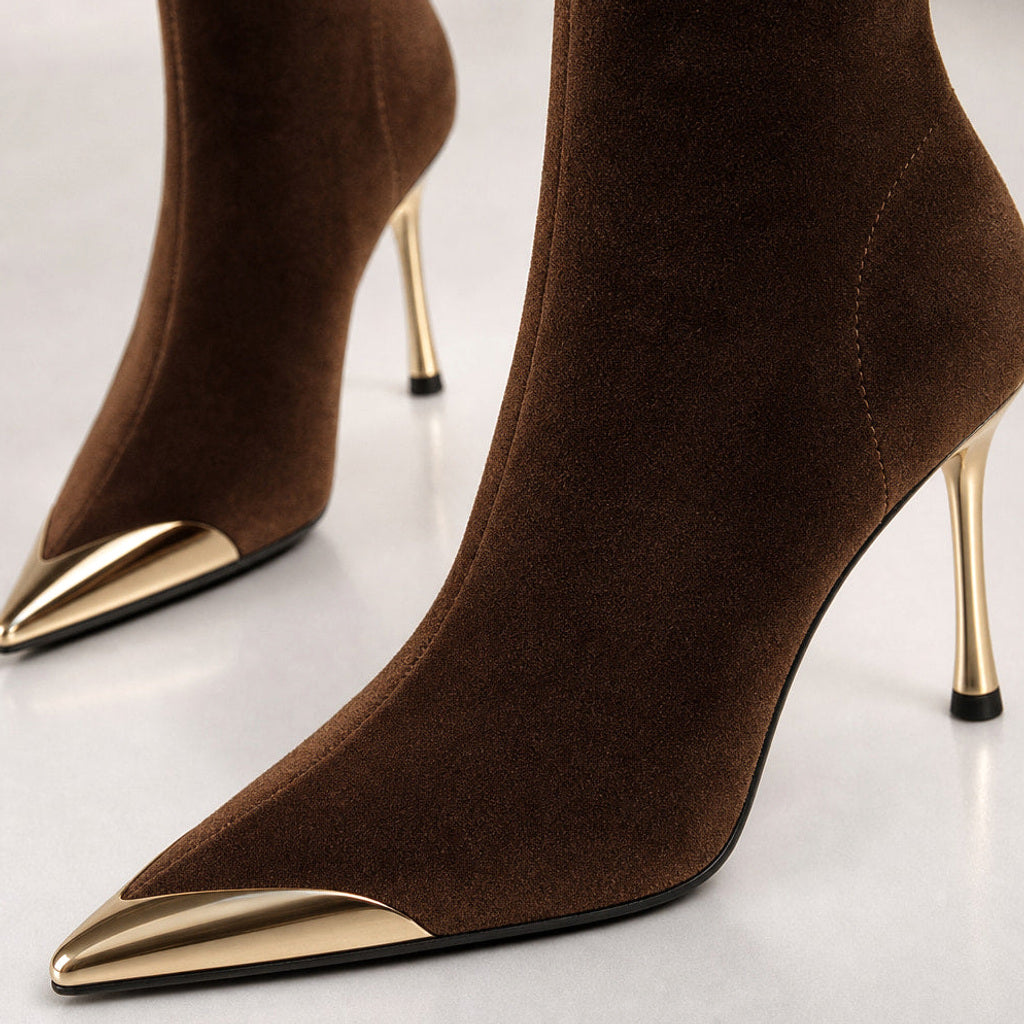 Reintraud | Chelsea Boots Plateau mit Goldkappe – Stoff- und Detailaufnahme