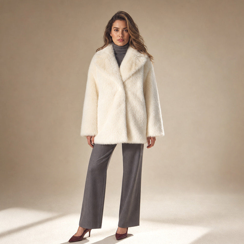 Rengard | Wickelmantel mit breitem Revers Elfenbein – Premium Editorial