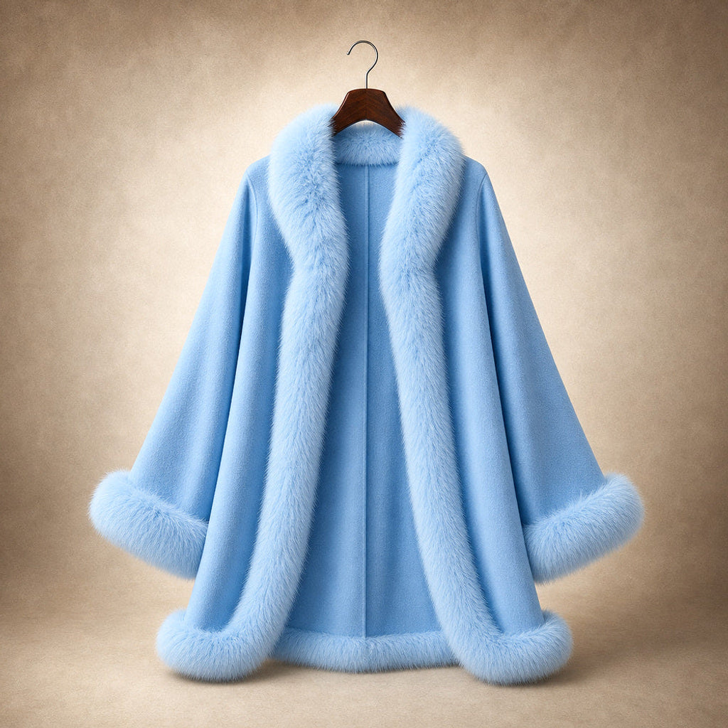 Rolanda | Wendbare Cape-Jacke mit weiten Ärmeln Hellblau – Produktfoto