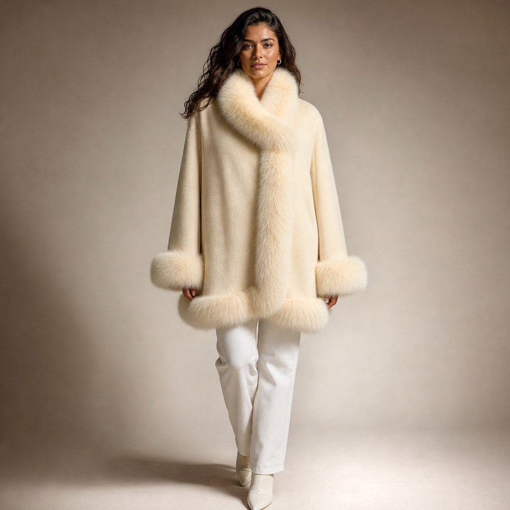 Rolanda | Wendbare Cape-Jacke mit weiten Ärmeln in Hellgelb – Premium Editorial