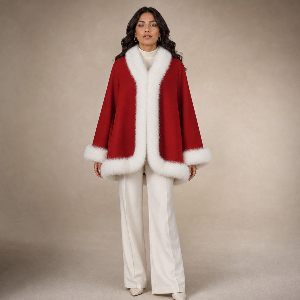 Rolanda | Wendbare Cape-Jacke mit weiten Ärmeln in Rot – Premium Editorial