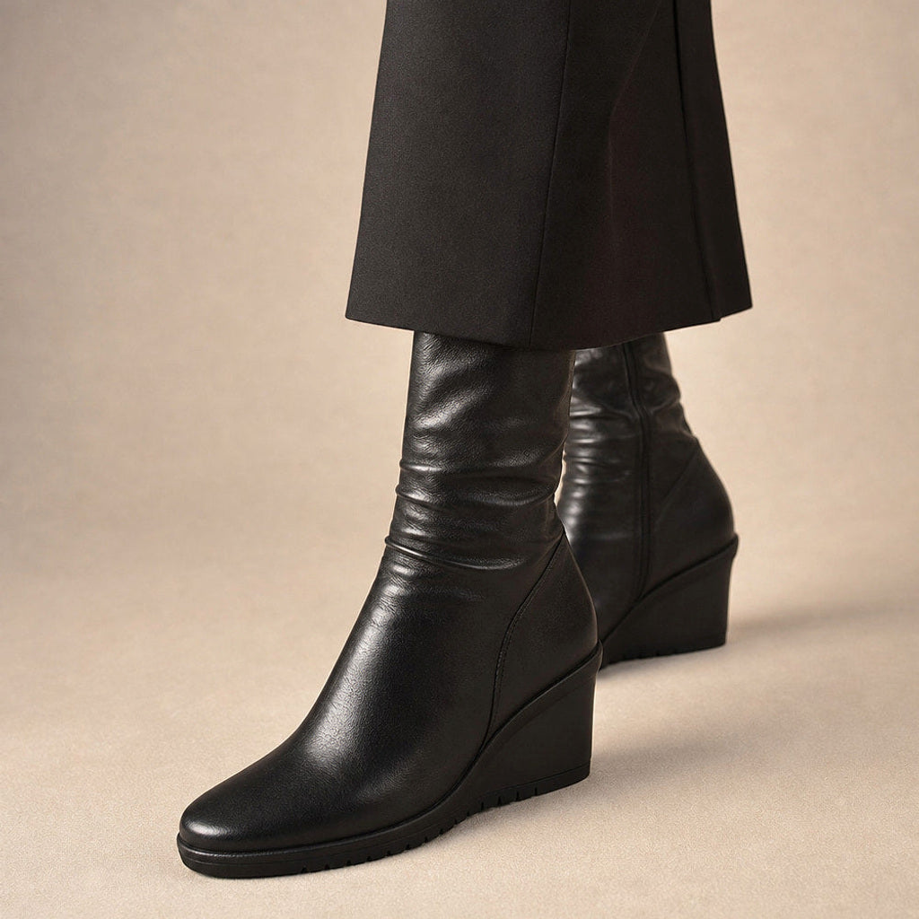 Rotraud | Chelsea Boots Schwarz mit verdecktem Keilabsatz in Schwarz – Premium Editorial