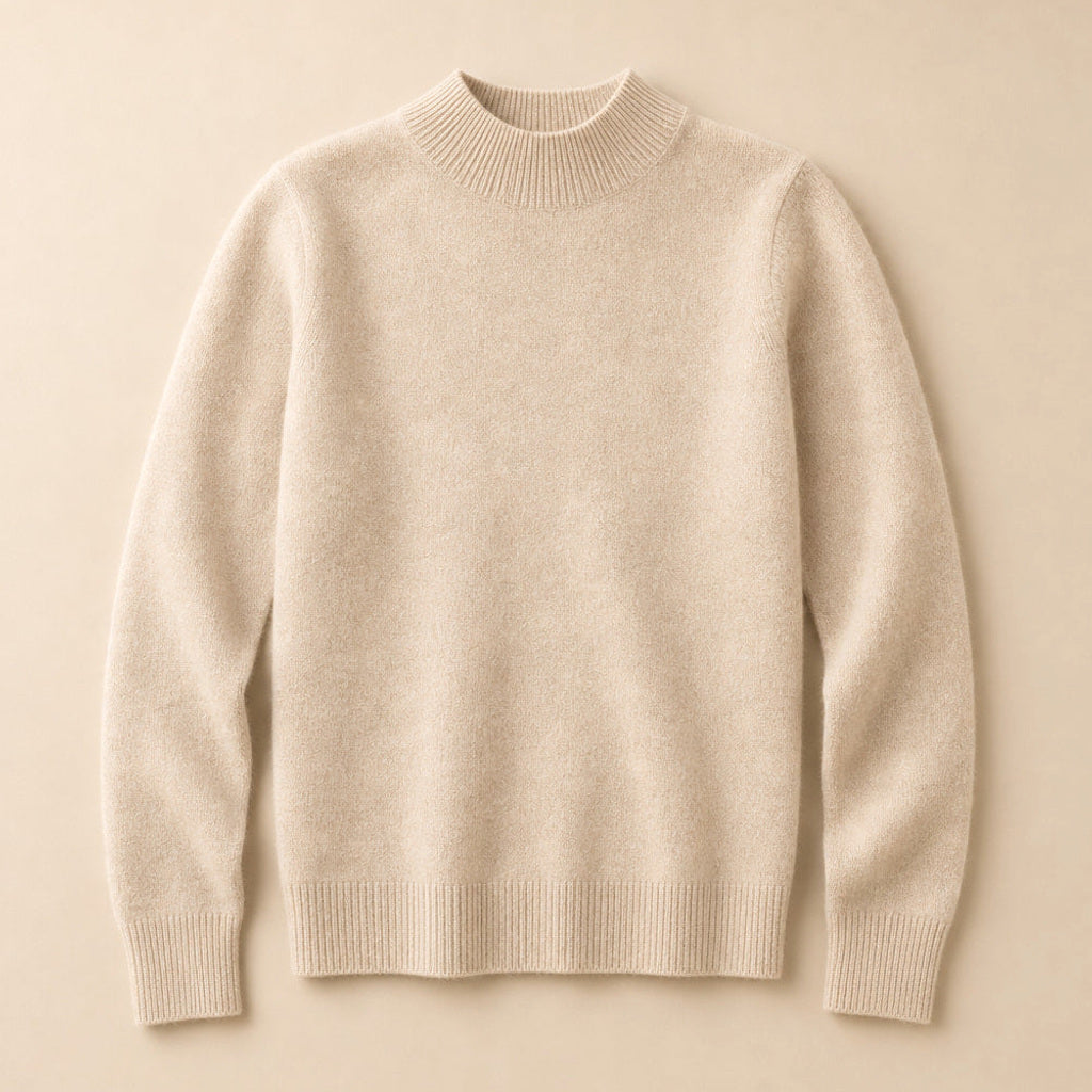 Rottrud | Feinstrickpullover mit Rundhalsausschnitt Beige – Produktfoto