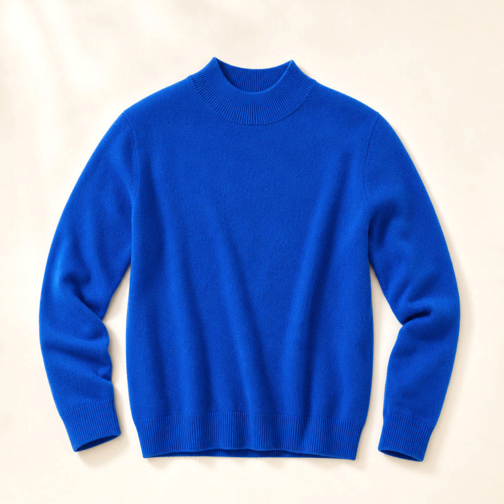 Rottrud | Feinstrickpullover mit Rundhalsausschnitt Blau – Produktfoto