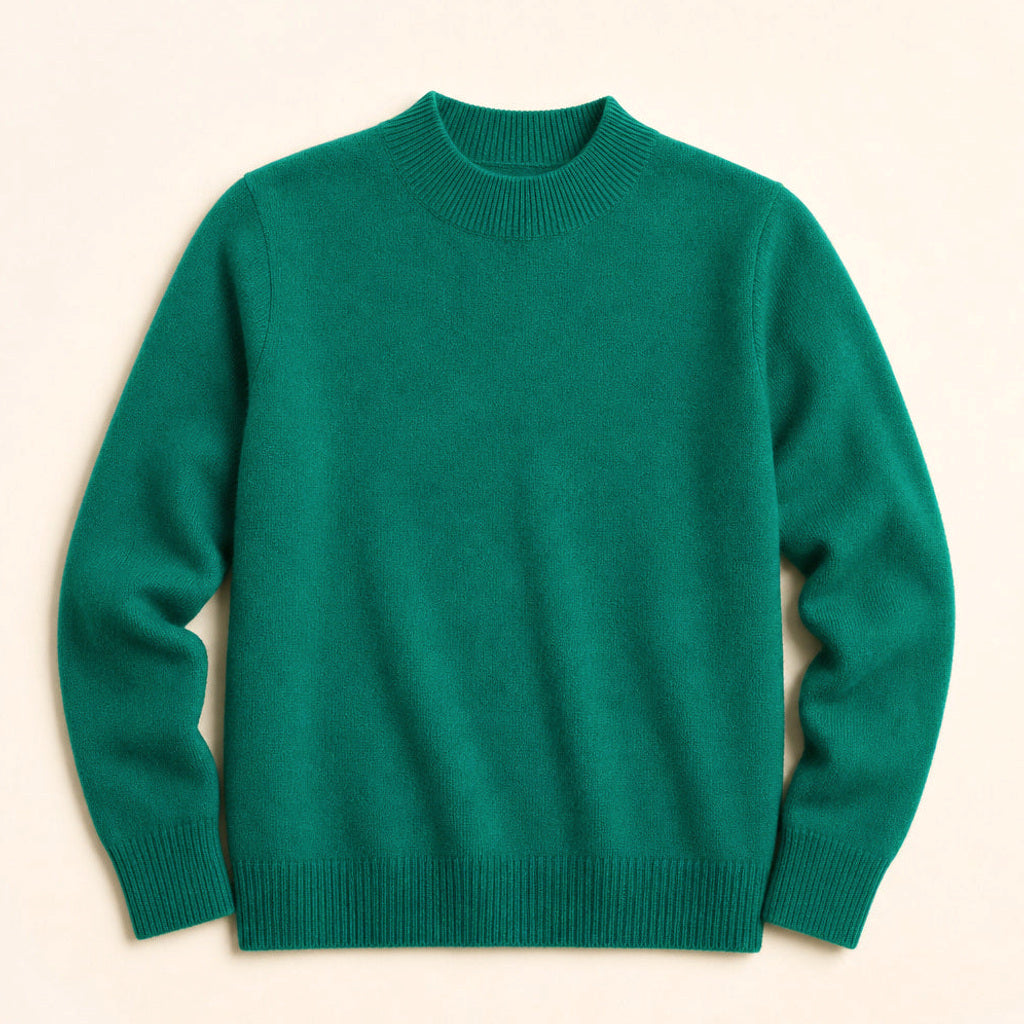 Rottrud | Feinstrickpullover mit Rundhalsausschnitt Dunkelgrün – Produktfoto