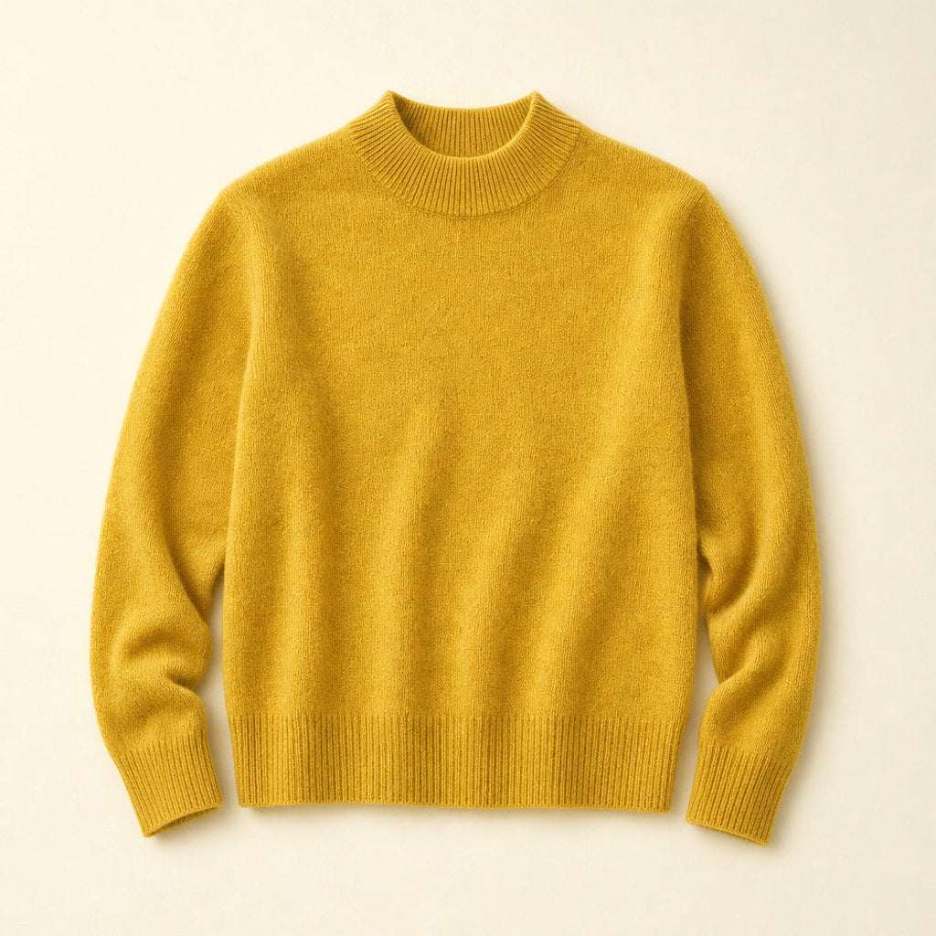 Rottrud | Feinstrickpullover mit Rundhalsausschnitt Gelb – Produktfoto
